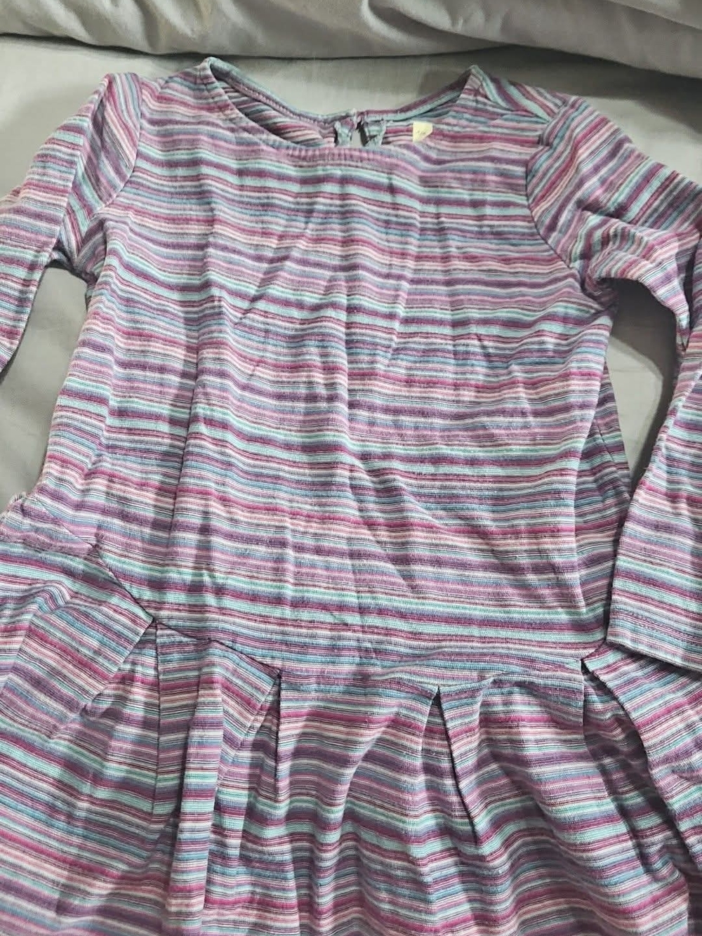 Tea Collection Long Sleeve Striped Dress in Pink, Purple, Mint